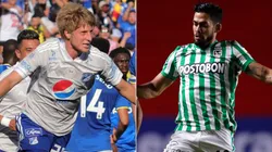 Andrés Llinas of Millonarios (left) and Andrés Andrade of Nacional (Twitter: @MillosFCoficial / Getty).