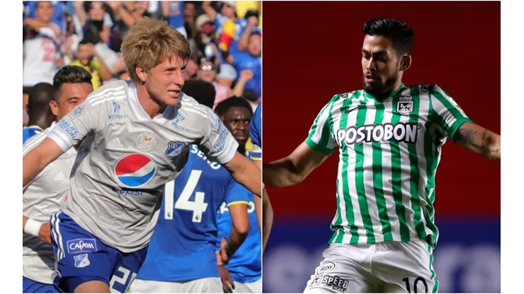 Andrés Llinas of Millonarios (left) and Andrés Andrade of Nacional (Twitter: @MillosFCoficial / Getty).
