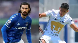 Andre Gomes of Everton (left) and Jose Galindo of Pumas (Getty).