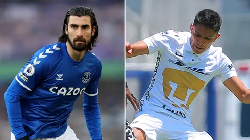 Andre Gomes of Everton (left) and Jose Galindo of Pumas (Getty).