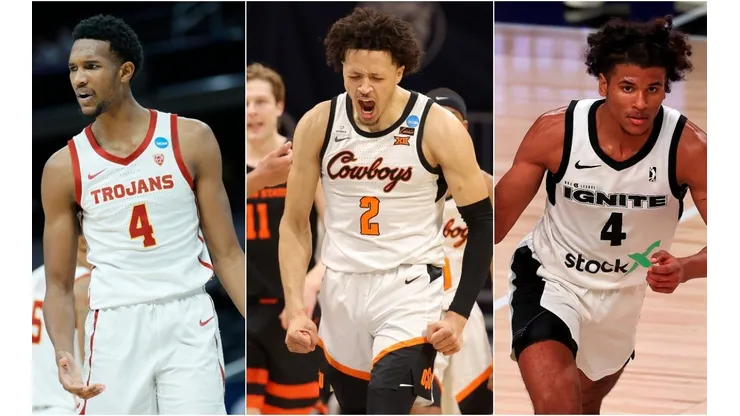Evan Mobley (left), Cade Cunningham (middle), Jalen Green. (Getty)