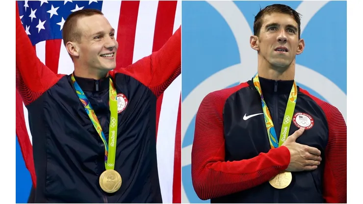Caeleb Dressel of the United States (left) and Michael Phelps of the United States (right). (Getty)