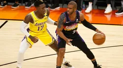 Dennis Schroder guarding Chris Paul. (Getty)