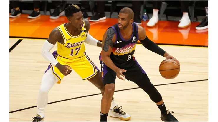 Dennis Schroder guarding Chris Paul. (Getty)