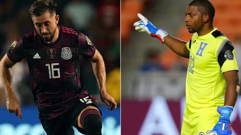 Hector Herrera of Mexico (left) and Luis Lopez of Honduras. (Getty)