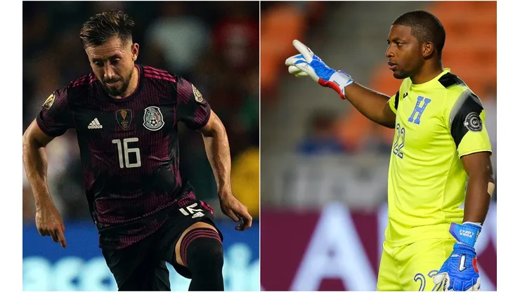 Hector Herrera of Mexico (left) and Luis Lopez of Honduras. (Getty)