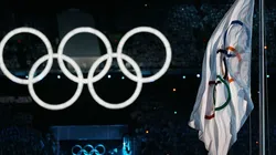 The Olympic rings at an Opening Ceremony of the Olympics. (Getty)
