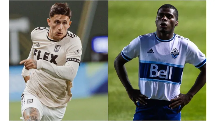 Brian Rodriguez of LAFC (left) and Deiber Caicedo of Vancouver Whitecaps (right). (Los Angeles Football Club @ Facebook, Getty)