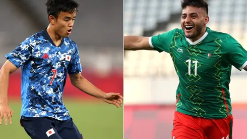 Takefusa Kubo of Japan (left) and Alexis Vega of Mexico (right). (Getty)