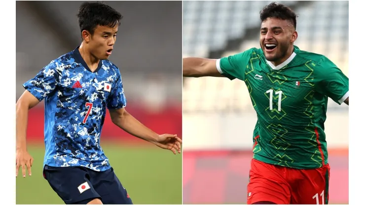 Takefusa Kubo of Japan (left) and Alexis Vega of Mexico (right). (Getty)