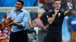 Costa Rica manager Luis Fernando Suarez (left) and Canada coach John Herdman. (Getty)