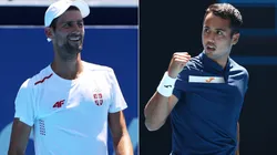 Novak Djokovic (left) and Hugo Dellien will play for the first round of the 2020 Tokyo Olympics tournament (Getty).