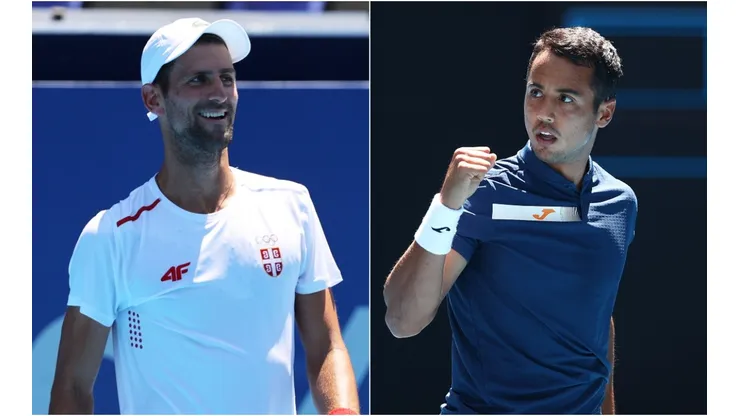 Novak Djokovic (left) and Hugo Dellien will play for the first round of the 2020 Tokyo Olympics tournament (Getty).