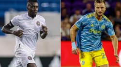 Blaise Matuidi of Inter Miami (left) and Kacper Przybylko of Philadelphia Union (right). (Philadelphia Union @ Facebook, Getty)