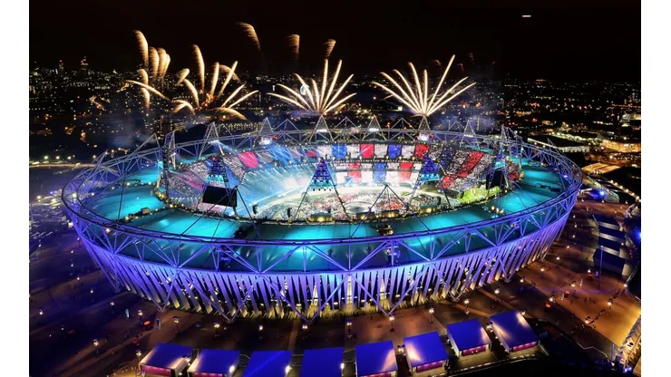 Fireworks ignite over the Olympic Stadium during the Opening Ceremony for the London 2012 Olympic Games. (Getty)