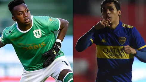 Mauricio Arboleda of Banfield (left) and Agustin Obando of Boca Juniors (right). (Getty)