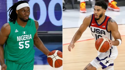 Precious Achiuwa (left) & Jayson Tatum. (Getty)