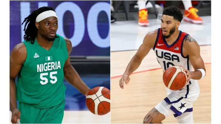 Precious Achiuwa (left) & Jayson Tatum. (Getty)