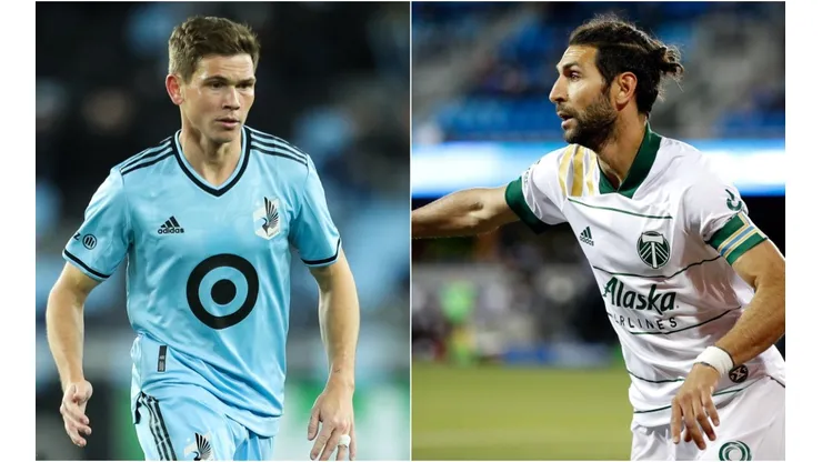 Will Trapp of Minnesota United (left) and Diego Valeri of Portland Timbers (right). (Getty)