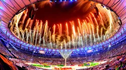 Fireworks explode at the end of the closing ceremony of the Rio 2016 Olympic Games. (Getty)