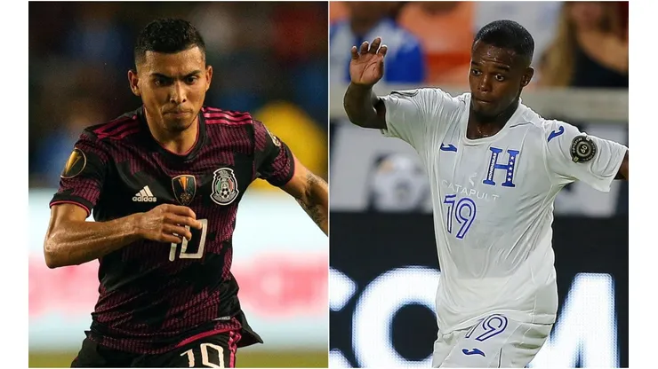 Orbelín Pineda of Mexico (left) and Edwin Solano of Honduras (Getty).