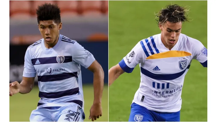 Jaylin Lindsey of Sportink Kansas (left) and Cade Cowell of San Jose Earthquakes (Getty).