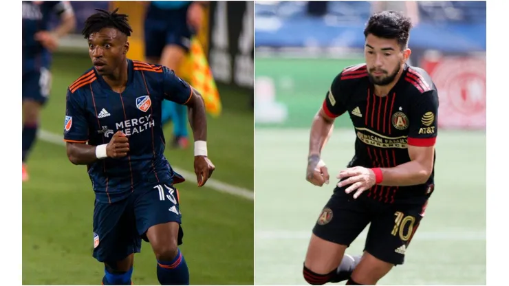 Joseph-Claude Gyau FC Cincinnati (left) and Marcelino Moreno of Atlanta United (Getty).
