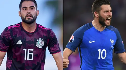 Jose Joaquin Esquivel of Mexico (left) and Andre-Pierre Gignac of France (right). (Getty)