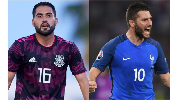 Jose Joaquin Esquivel of Mexico (left) and Andre-Pierre Gignac of France (right). (Getty)