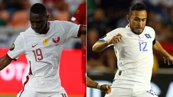 Al Moez Ali of Qatar (left) and Marvin Monterroza of El Salvador (Getty).