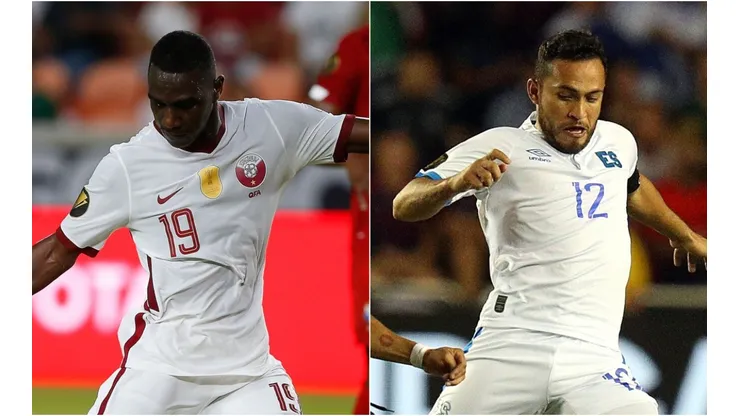 Al Moez Ali of Qatar (left) and Marvin Monterroza of El Salvador (Getty).