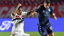 Diego Costa of Sao Paulo competes for the ball with Tomás Chancalay of Racing Club (Getty).