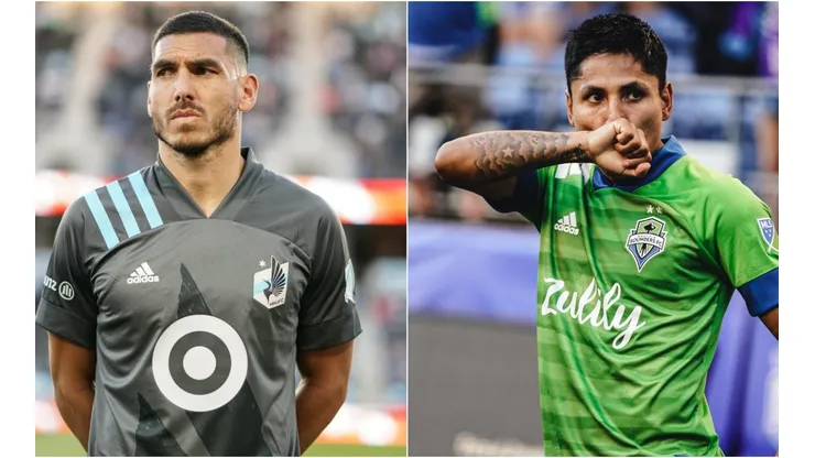 Michael Boxall of Minnesota United (left) and Raul Ruidiaz of Seattle Sounders (right). (Minnesota United & Seattle Sounders @ Facebook)