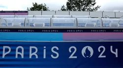 A general view of the Paris 2024 logo ahead of the Paris Olympic Games on July 23, 2024 in Paris, France.