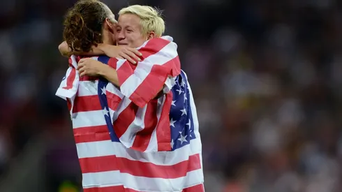 Megan Rapinoe (right) and Lauren Cheney (left) of the United States. (Getty)
