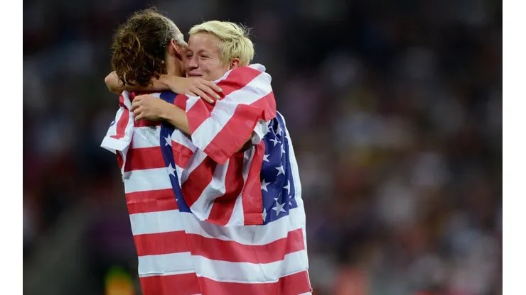 Megan Rapinoe (right) and Lauren Cheney (left) of the United States. (Getty)