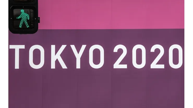 A logo is displayed on a fence surrounding the Tokyo 2020 Olympics Equestrian Park. (Getty)