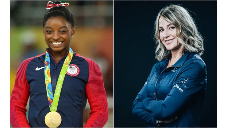 Simone Biles (left) and Nadia Comaneci (right). (Getty)