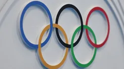 A General view of the olympic ring at the competition pool in Paris La Defense Arena ahead of the Paris 2024 Olympic Games on July 22, 2024 in Paris, France.