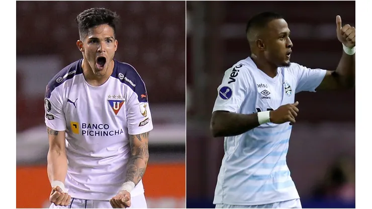 Luis Amarilla of LDU Quito (left) and Leo Pereira of Gremio (Getty).