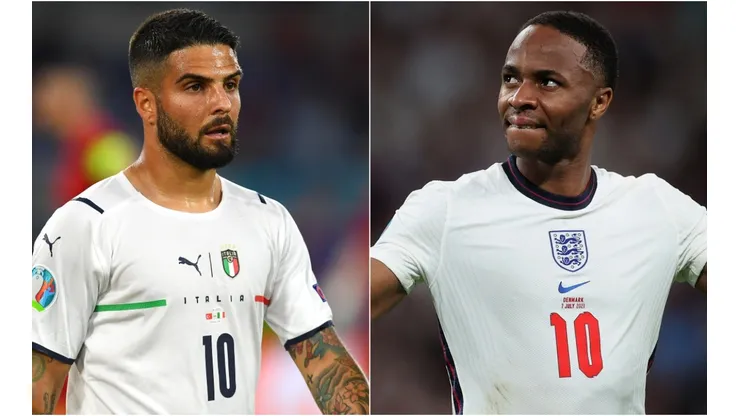 Lorenzo Insigne of Italy (left) and Raheem Sterling of England (right). (Getty)