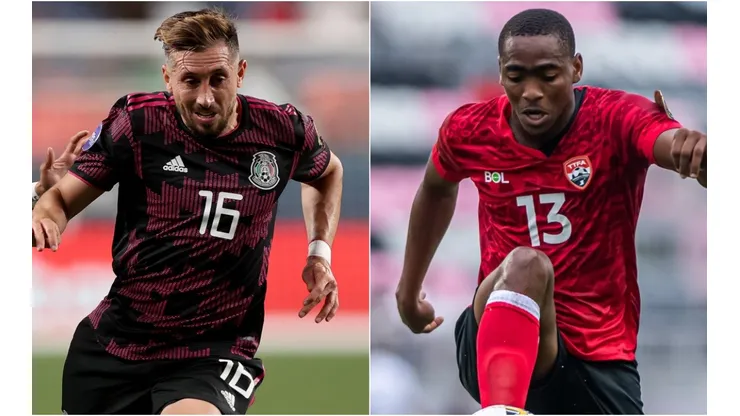 Hector Herrera of Mexico (left) and Reon Moore of Trinidad and Tobago (right). (Getty / TTFA @ Facebook)