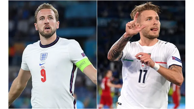 Harry Kane of England (left) and Ciro Immobile of Italy (right). (Getty)