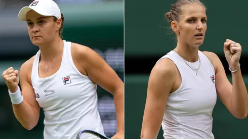 Ashleigh Barty of Australia (left) and Karolina Pliskova of the Czech Republic (right). (Getty)