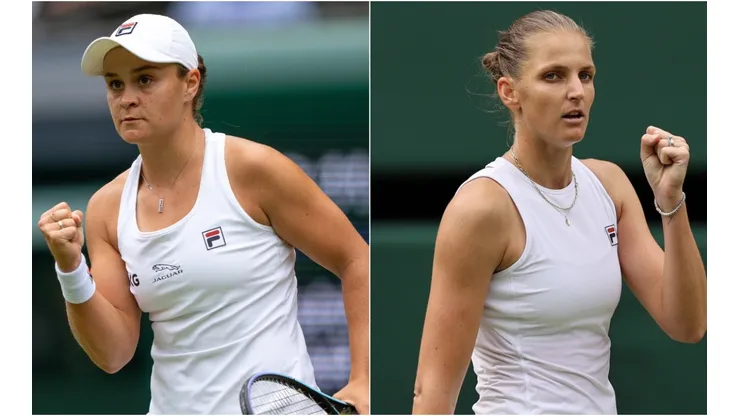 Ashleigh Barty of Australia (left) and Karolina Pliskova of the Czech Republic (right). (Getty)