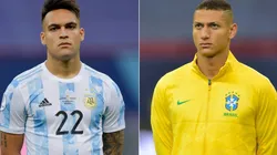 Lautaro Martinez of Argentina (left) and Richarlison of Brazil (Getty).