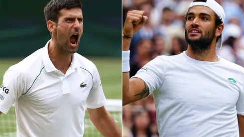 Novak Djokovic of Serbia (left) and Matteo Berrettini of Italy (right). (Getty)