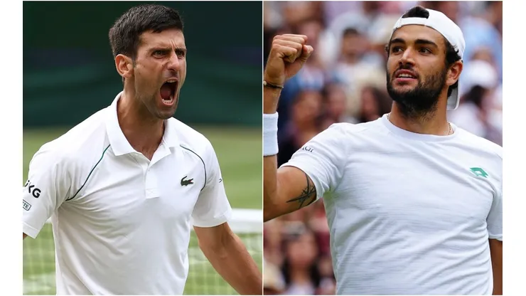Novak Djokovic of Serbia (left) and Matteo Berrettini of Italy (right). (Getty)