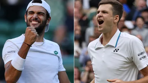 Matteo Berrettini of Italy (left) and Hubert Hurkacz of Poland (right). (Getty)
