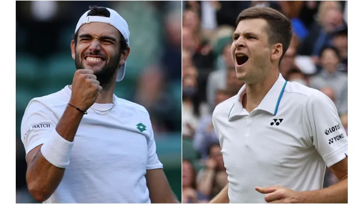 Matteo Berrettini of Italy (left) and Hubert Hurkacz of Poland (right). (Getty)